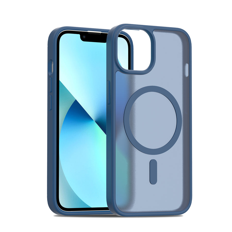 Fe'nomenal iPhone 14 ColorShield Backcover met MagSafe - Marineblauw, hoesje op het toestel