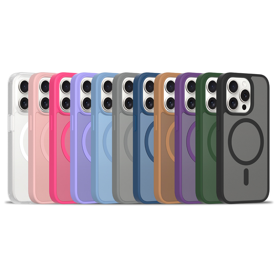 Kleurenoverzicht van de Fe'nomenal iPhone 15 Pro ColorShield Backcover met MagSafe