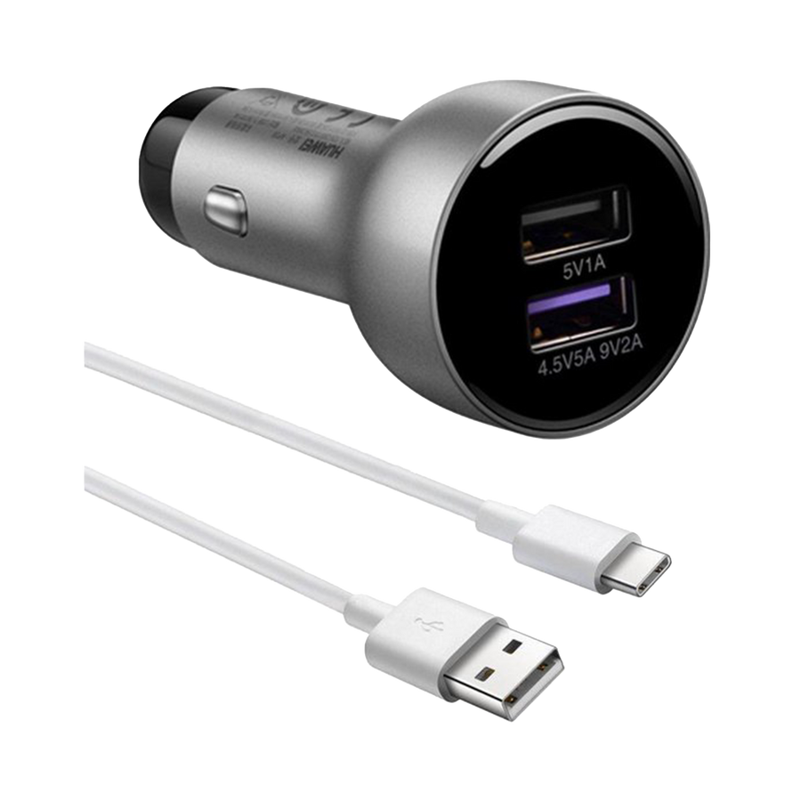 Huawei Autolader 2 USB Snelladen + USB-C Kabel Zwart