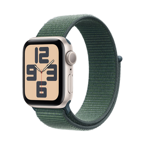 Apple Watch SE GPS 44mm Sterrenlicht AC, Lake Green Sport Loop
