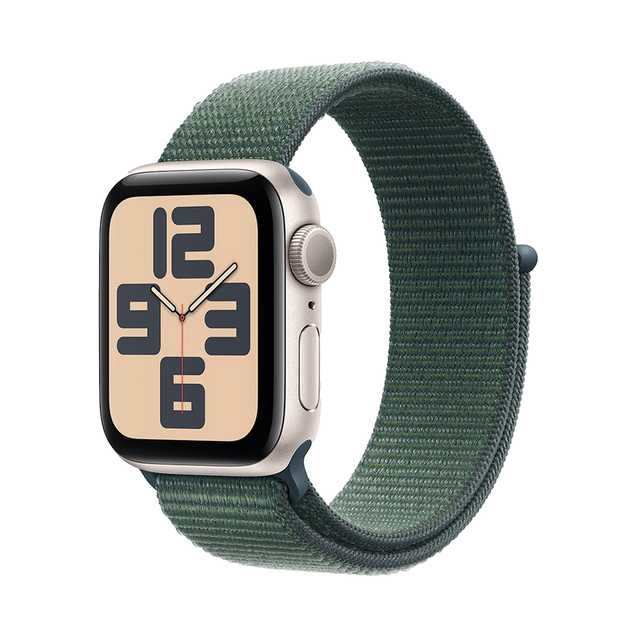 Apple Watch SE GPS 44mm Sterrenlicht AC, Lake Green Sport Loop