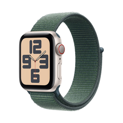 Apple Watch SE GPS + Cellular 44mm Sterrenlicht AC, Lake Green Sport Loop