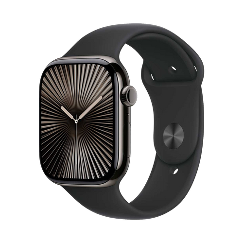 Apple Watch Series 10 GPS 46mm Gitzwart AC, Zwart Sport Band - M/L