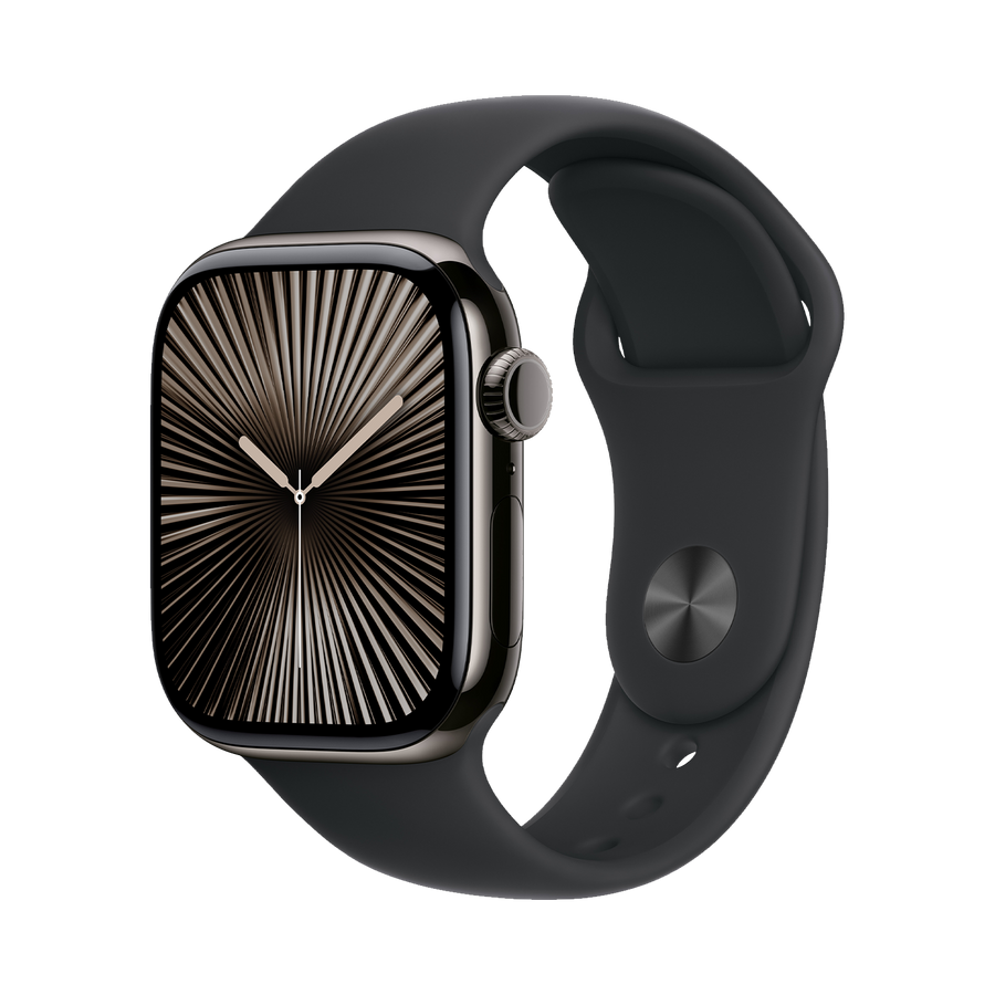 Apple Watch Series 10 GPS + Cellular 42mm Slate TC, Zwart Sport Band - S/M