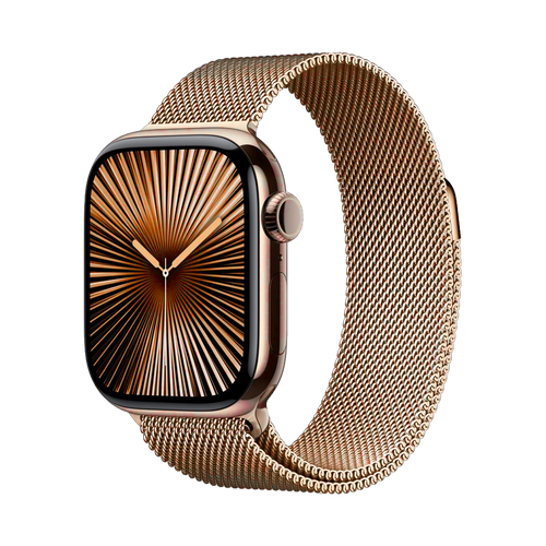 Apple Watch Series 10 GPS + Cellular 46mm Goud TC, Goud Milanese Loop - M/L