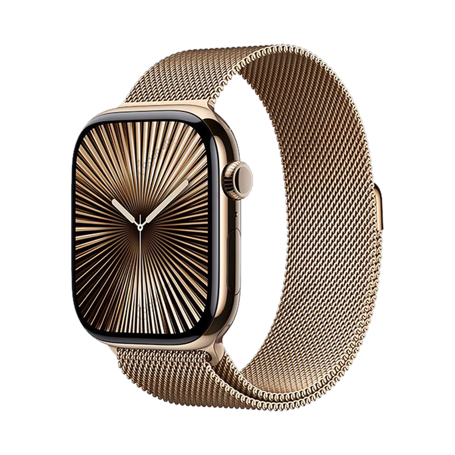 Apple Watch Series 10 GPS + Cellular 46mm Goud TC, Goud Milanese Loop - S/M