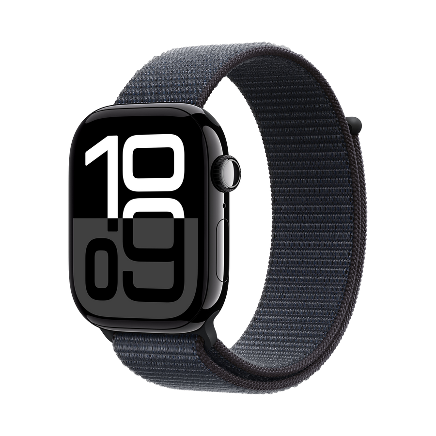 Apple Watch Series 10 GPS + Cellular 46mm Gitzwart AC, Ink Sport Loop
