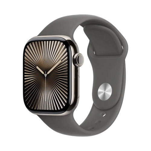 Apple Watch Series 10 GPS + Cellular 46mm Natural TC, Steengrijs Sport Band - M/L
