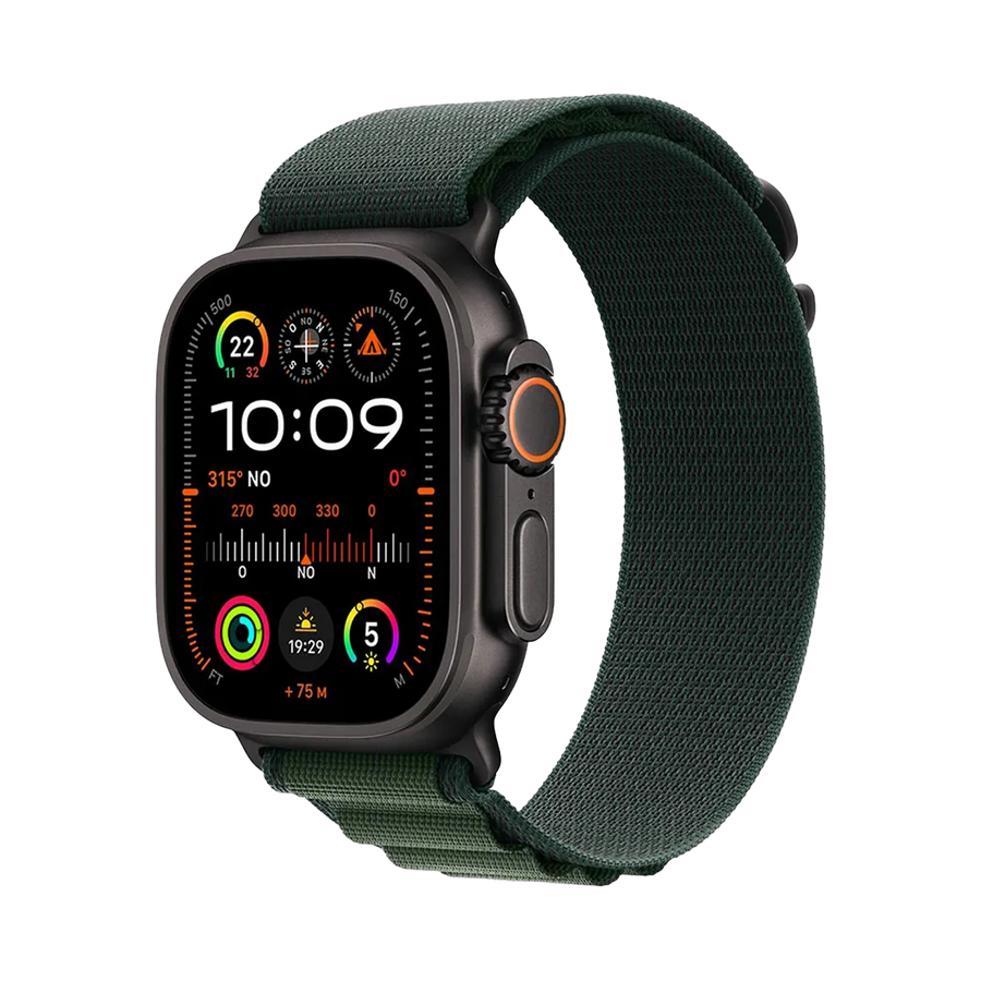 Apple Watch Ultra 2 GPS + Cellular 49mm Zwart TC, Donkergroen Alpine Loop - Medium