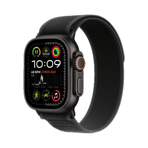 Apple Watch Ultra 2 GPS + Cellular 49mm Zwart TC, Zwart Trail Loop - M/L