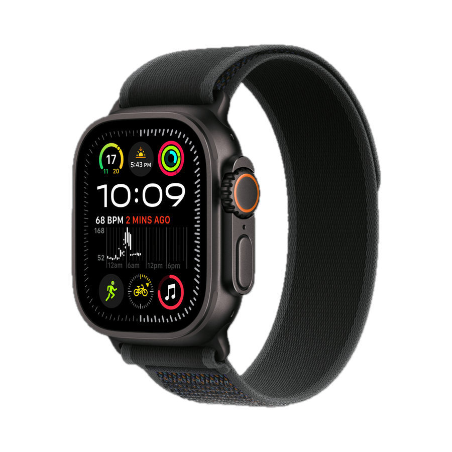 Apple Watch Ultra 2 GPS + Cellular 49mm Zwart TC, Zwart Trail Loop - M/L