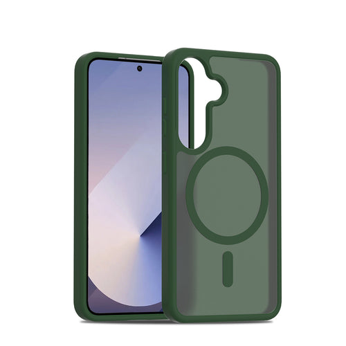 Fe'nomenal Samsung Galaxy S25 ColorShield Backcover met MagSafe - Groen, hoesje op het toestel
