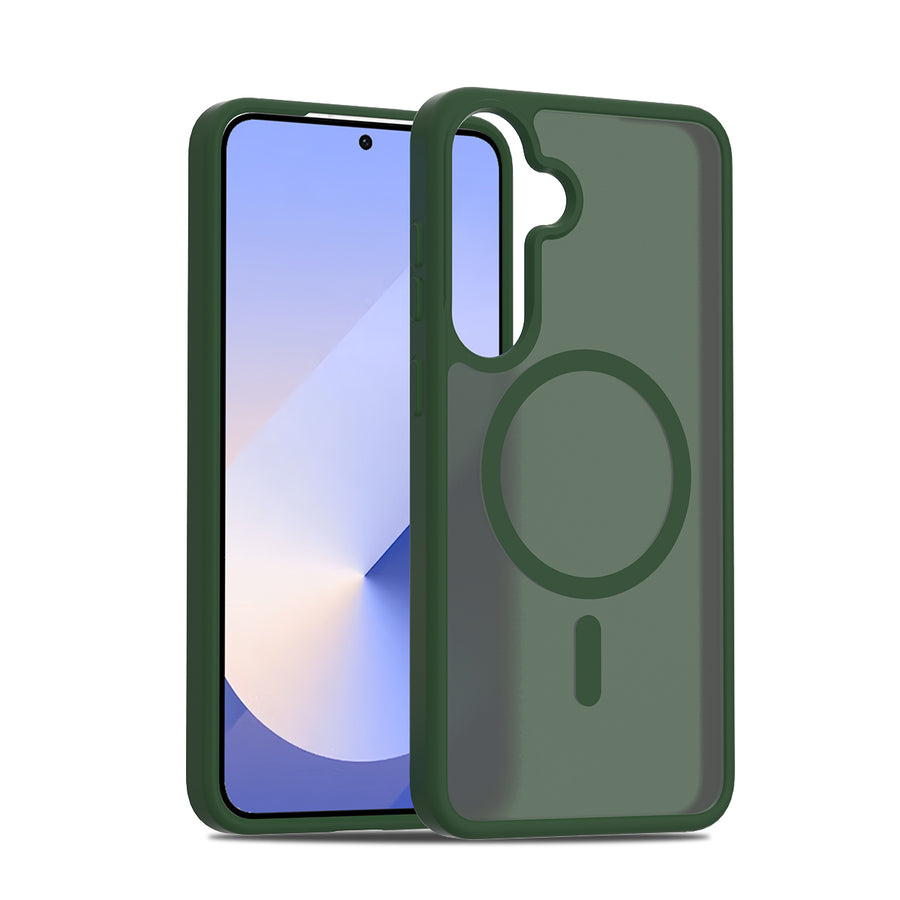 Fe'nomenal Samsung Galaxy S25+ ColorShield Backcover met MagSafe - Groen, hoesje op het toestel