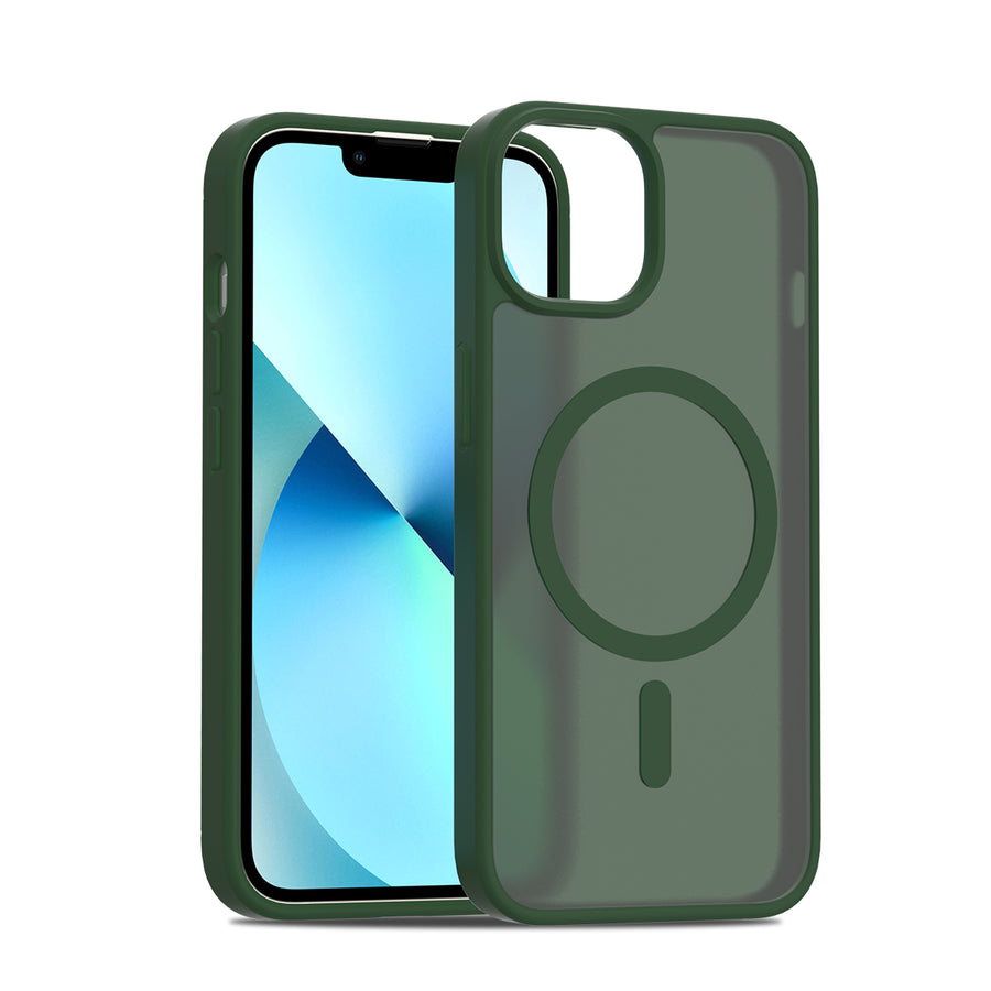 Fe'nomenal iPhone 14 ColorShield Backcover met MagSafe - Groen, hoesje op het toestel