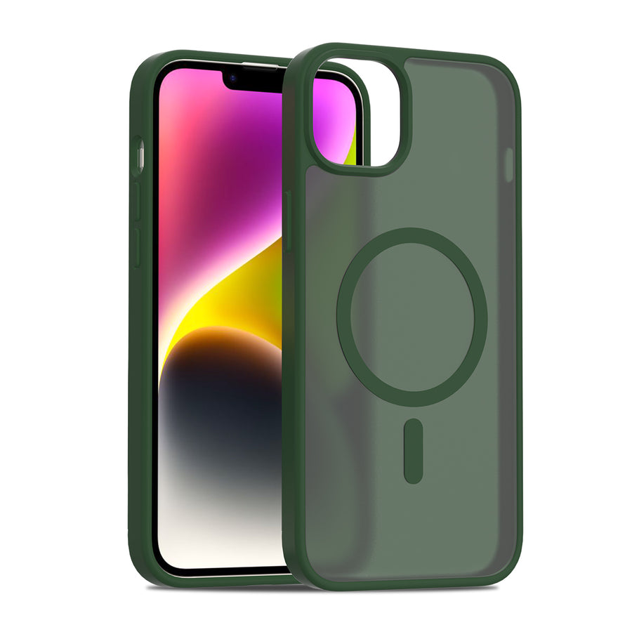 Fe'nomenal iPhone 14 Plus ColorShield Backcover met MagSafe - Groen, hoesje op het toestel
