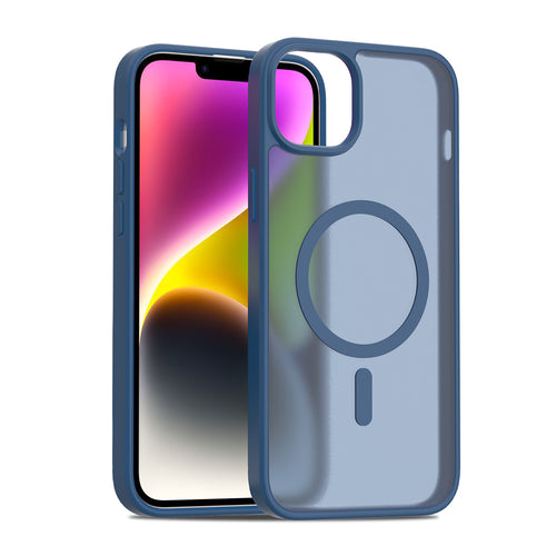 Fe'nomenal iPhone 14 Plus ColorShield Backcover met MagSafe - Marineblauw, hoesje op het toestel