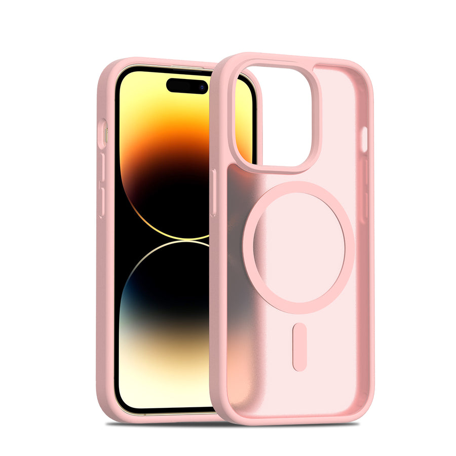 Fe'nomenal iPhone 14 Pro ColorShield Backcover met MagSafe - Roze, hoesje op het toestel