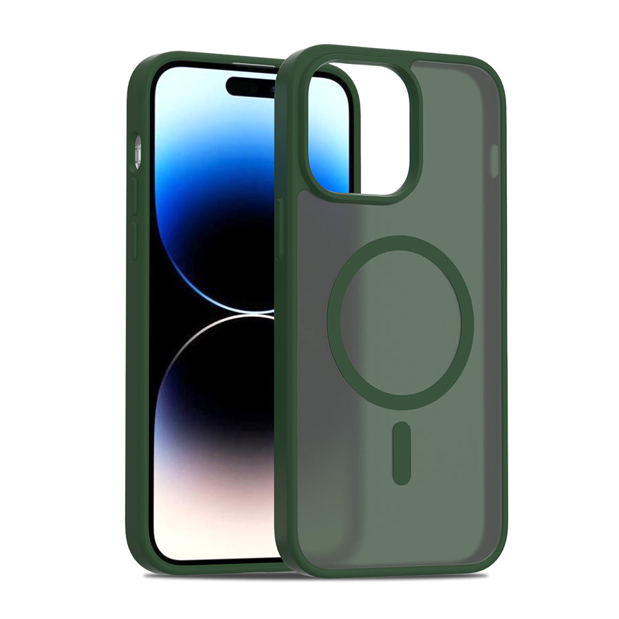 Fe'nomenal iPhone 14 Pro Max ColorShield Backcover met MagSafe - Groen, hoesje op het toestel