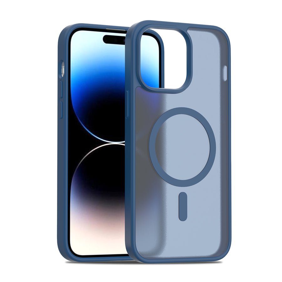 Fe'nomenal iPhone 14 Pro Max ColorShield Backcover met MagSafe - Marineblauw, hoesje op het toestel