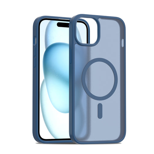 Fe'nomenal iPhone 15 Plus ColorShield Backcover met MagSafe - Marineblauw, hoesje op het toestel