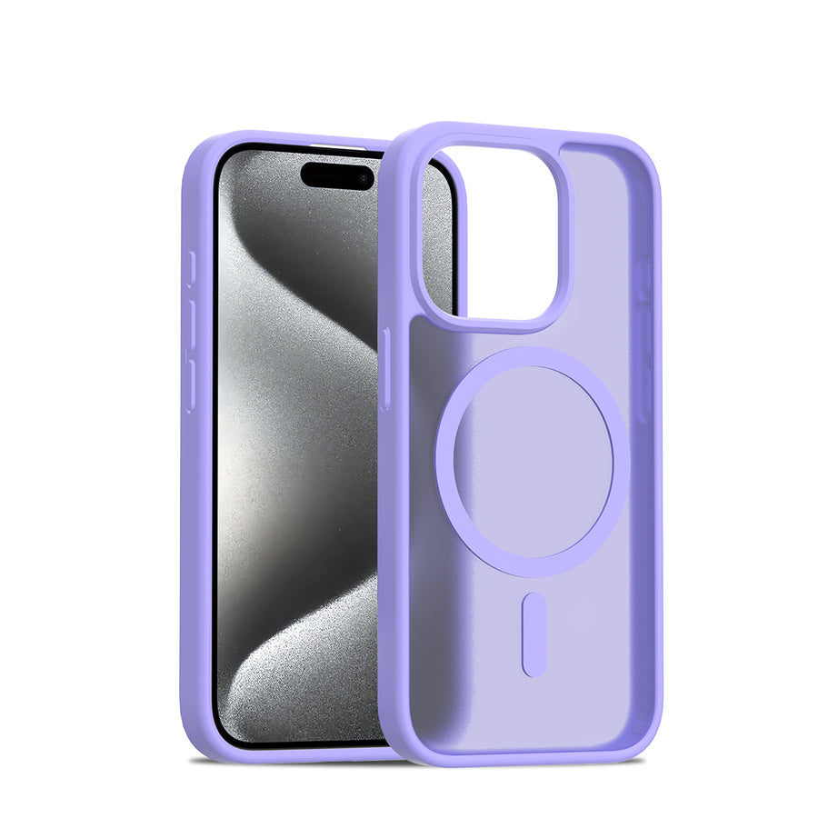 Fe'nomenal iPhone 15 Pro ColorShield Backcover met MagSafe - Paars, hoesje op het toestel