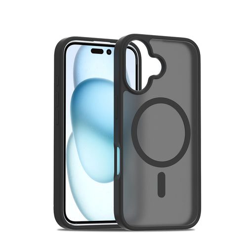 Fe'nomenal iPhone 16 ColorShield Backcover met MagSafe - Zwart, hoesje op het toestel