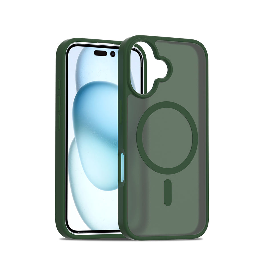 Fe'nomenal iPhone 16 ColorShield Backcover met MagSafe - Groen, hoesje op het toestel