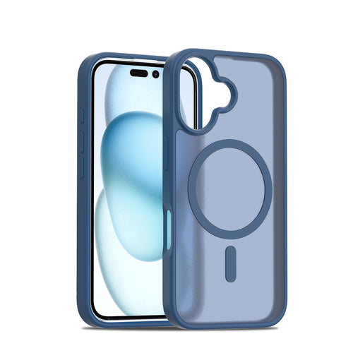 Fe'nomenal iPhone 16 ColorShield Backcover met MagSafe - Marineblauw, hoesje op het toestel
