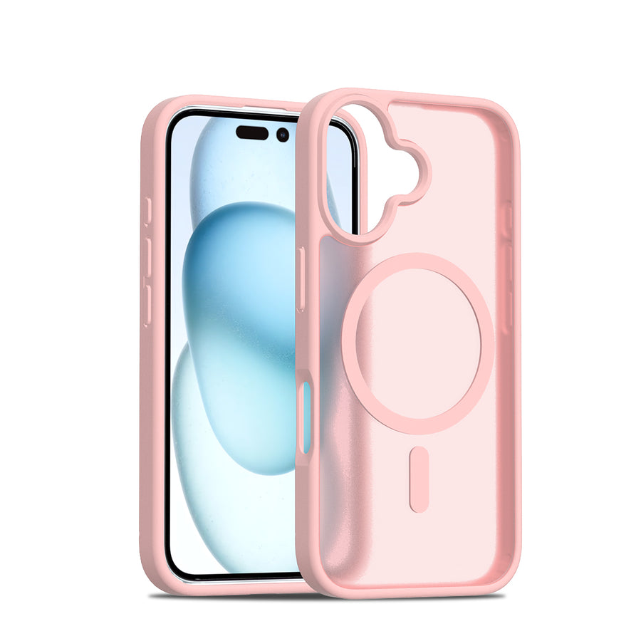 Fe'nomenal iPhone 16 ColorShield Backcover met MagSafe - Roze, hoesje op het toestel