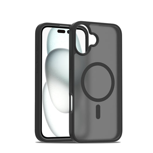 Fe'nomenal iPhone 16 Plus ColorShield Backcover met MagSafe - Zwart, hoesje op het toestel