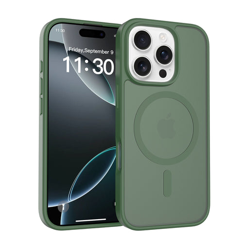 Fe'nomenal iPhone 16 Pro ColorShield Backcover met MagSafe - Groen, hoesje op het toestel