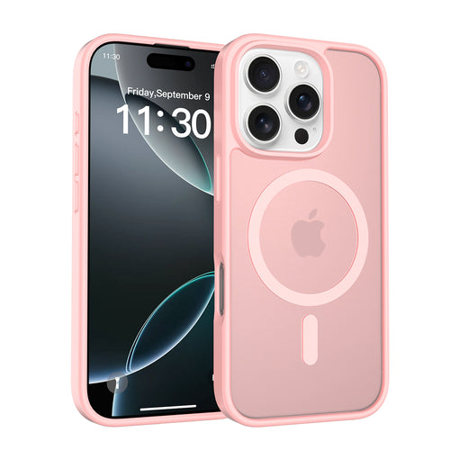 Fe'nomenal iPhone 16 Pro ColorShield Backcover met MagSafe - Roze, hoesje op het toestel