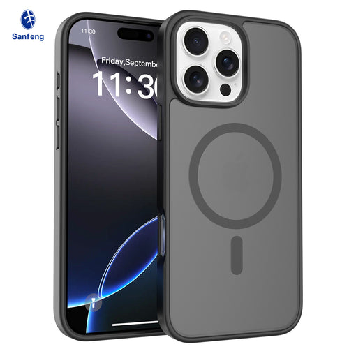 Fe'nomenal iPhone 16 Pro Max ColorShield Backcover met MagSafe - Zwart, hoesje op het toestel