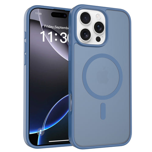 Fe'nomenal iPhone 16 Pro Max ColorShield Backcover met MagSafe - Marineblauw, hoesje op het toestel