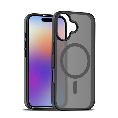 Fe'nomenal iPhone 17 ColorShield Backcover met MagSafe - Zwart, hoesje op een iPhone 17 gezien vanaf de achterkant