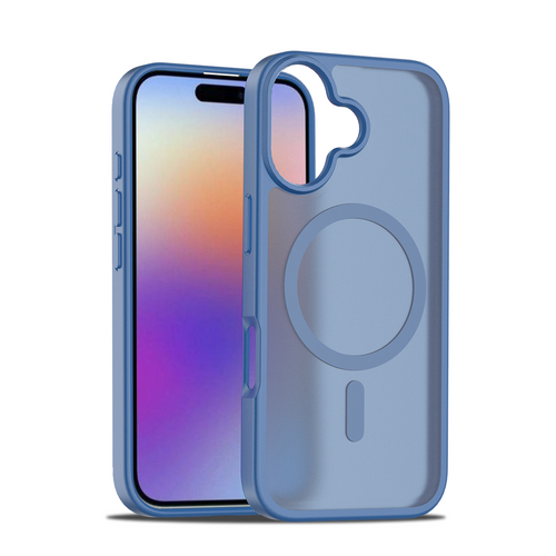 Fe'nomenal iPhone 17 ColorShield Backcover met MagSafe - Marineblauw, hoesje op een iPhone 17 gezien vanaf de achterkant