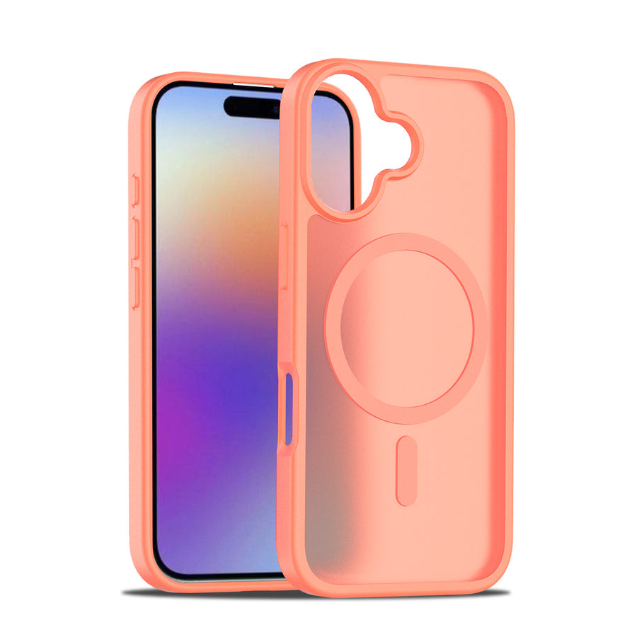Fe'nomenal iPhone 17 ColorShield Backcover met MagSafe - Oranje, hoesje op een iPhone 17 gezien vanaf de achterkant