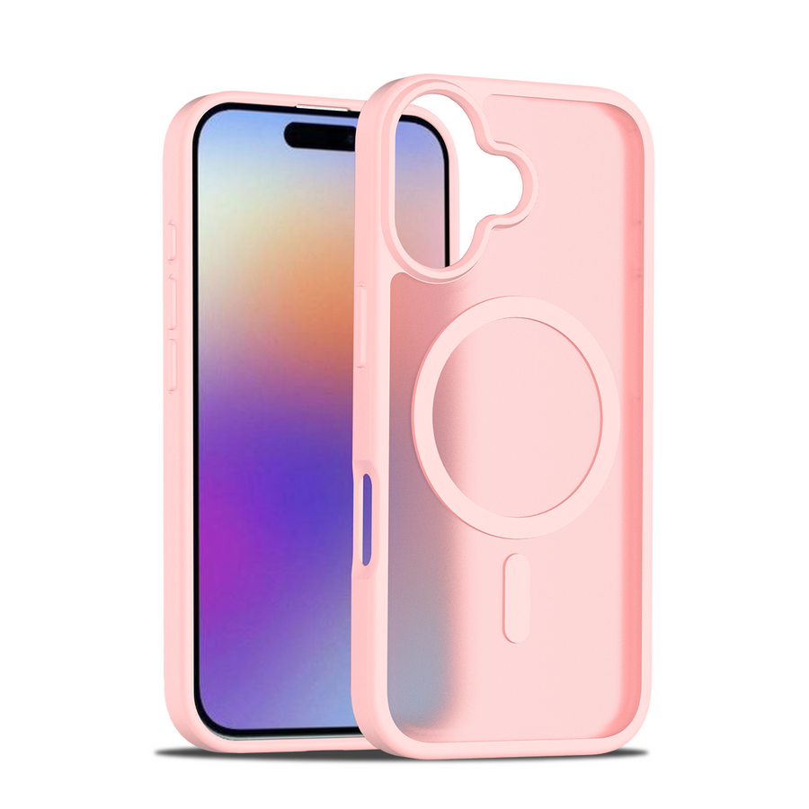 Fe'nomenal iPhone 17 ColorShield Backcover met MagSafe - Roze, hoesje op een iPhone 17 gezien vanaf de achterkant