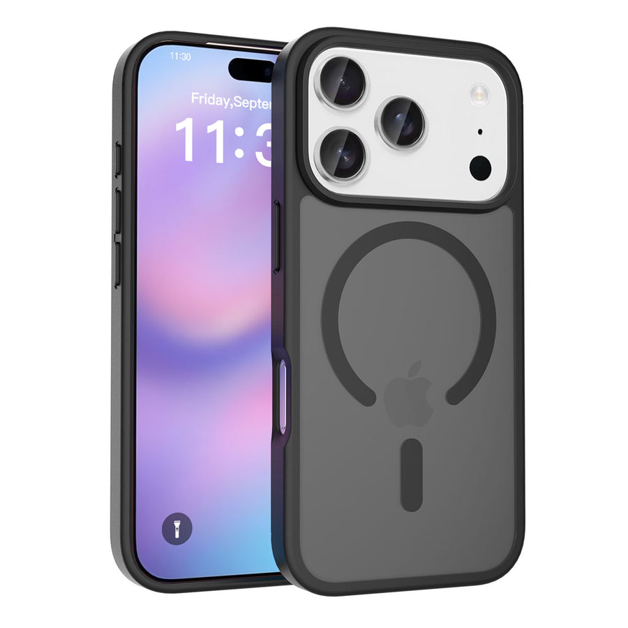 Fe'nomenal iPhone 17 Pro ColorShield Backcover met MagSafe - Zwart, hoesje op het toestel