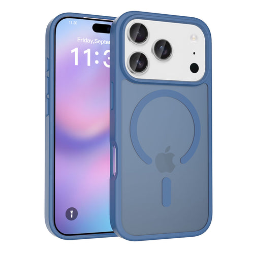 Fe'nomenal iPhone 17 Pro ColorShield Backcover met MagSafe - Marineblauw, hoesje op het toestel