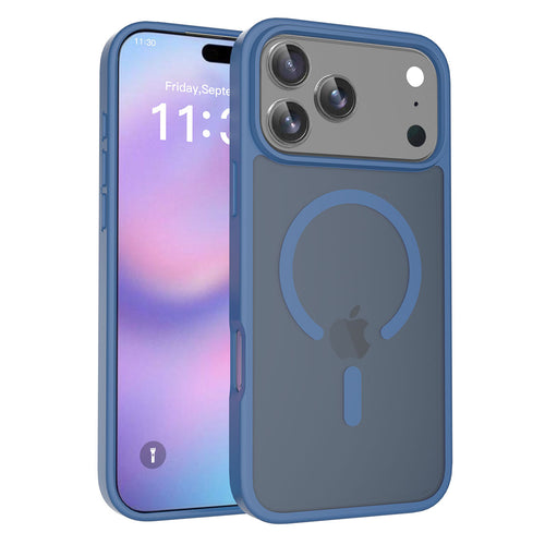 Fe'nomenal iPhone 17 Pro Max ColorShield Backcover met MagSafe - Marineblauw, hoesje op het toestel