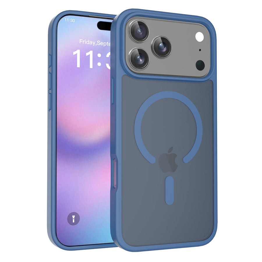 Fe'nomenal iPhone 17 Pro Max ColorShield Backcover met MagSafe - Marineblauw, hoesje op het toestel