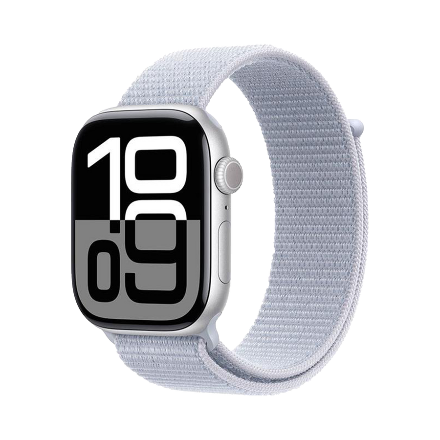 Apple Watch Series 10 GPS 42mm Zilver AC, Blauw Cloud Sport Loop